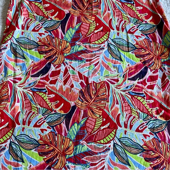 C&C California Colorful Leaf Print Sleeveless A-Line Linen Summer Dress Sz Large - Picture 12 of 13
